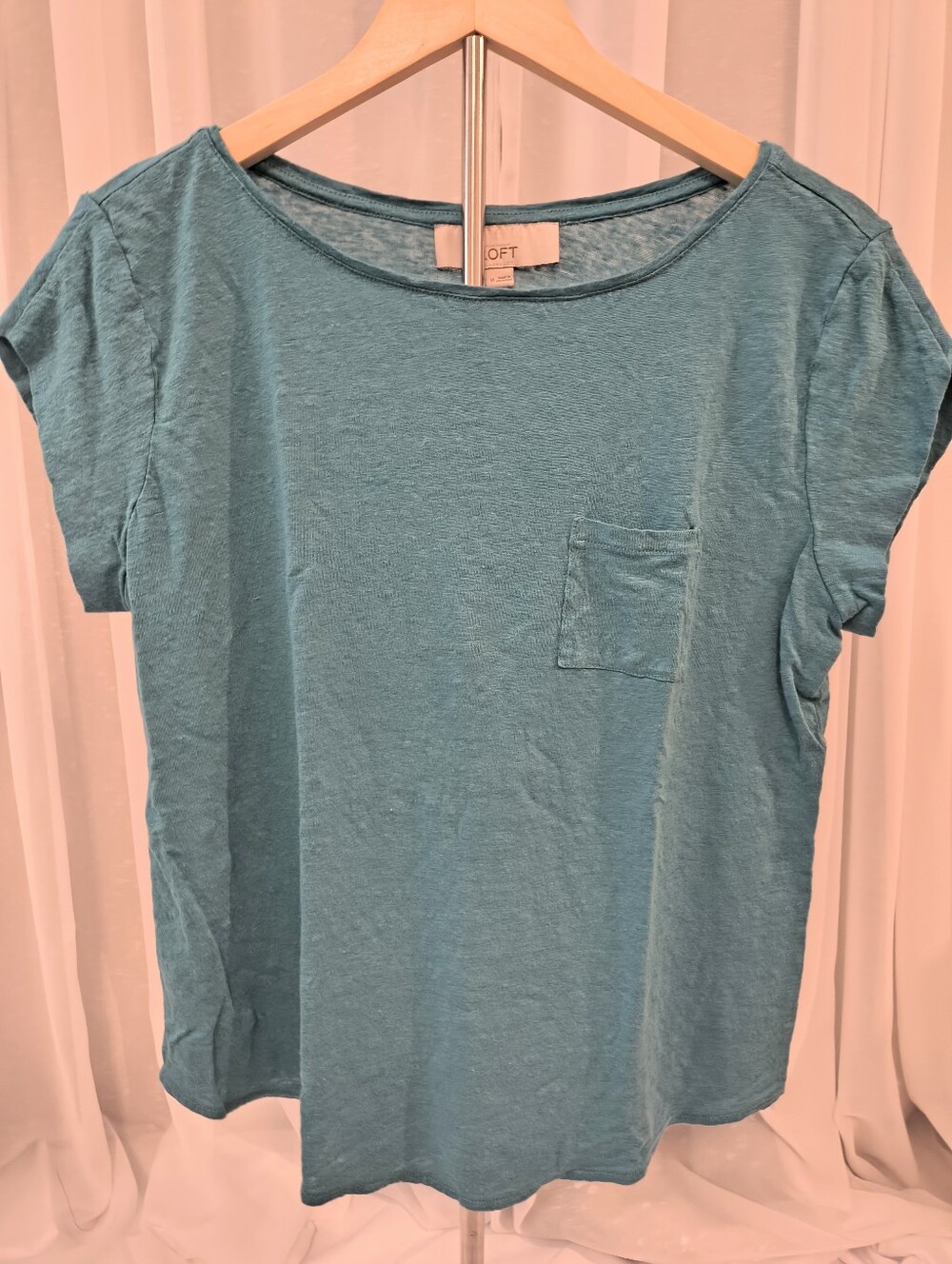 LOFT Teal Short-Sleeve Pocket Tee - Lightweight Knit